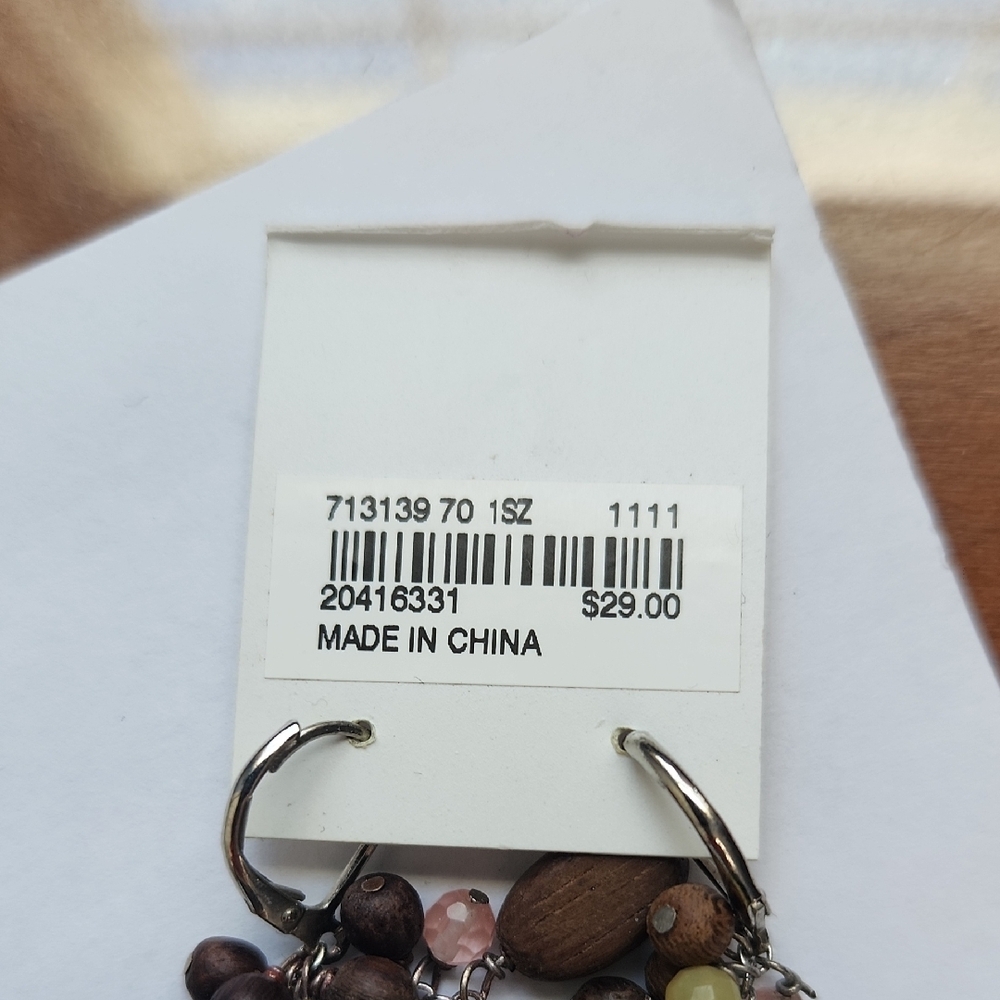 J. Jill Silver Earrings with Brown and Pink Beads - Picture 2 of 6